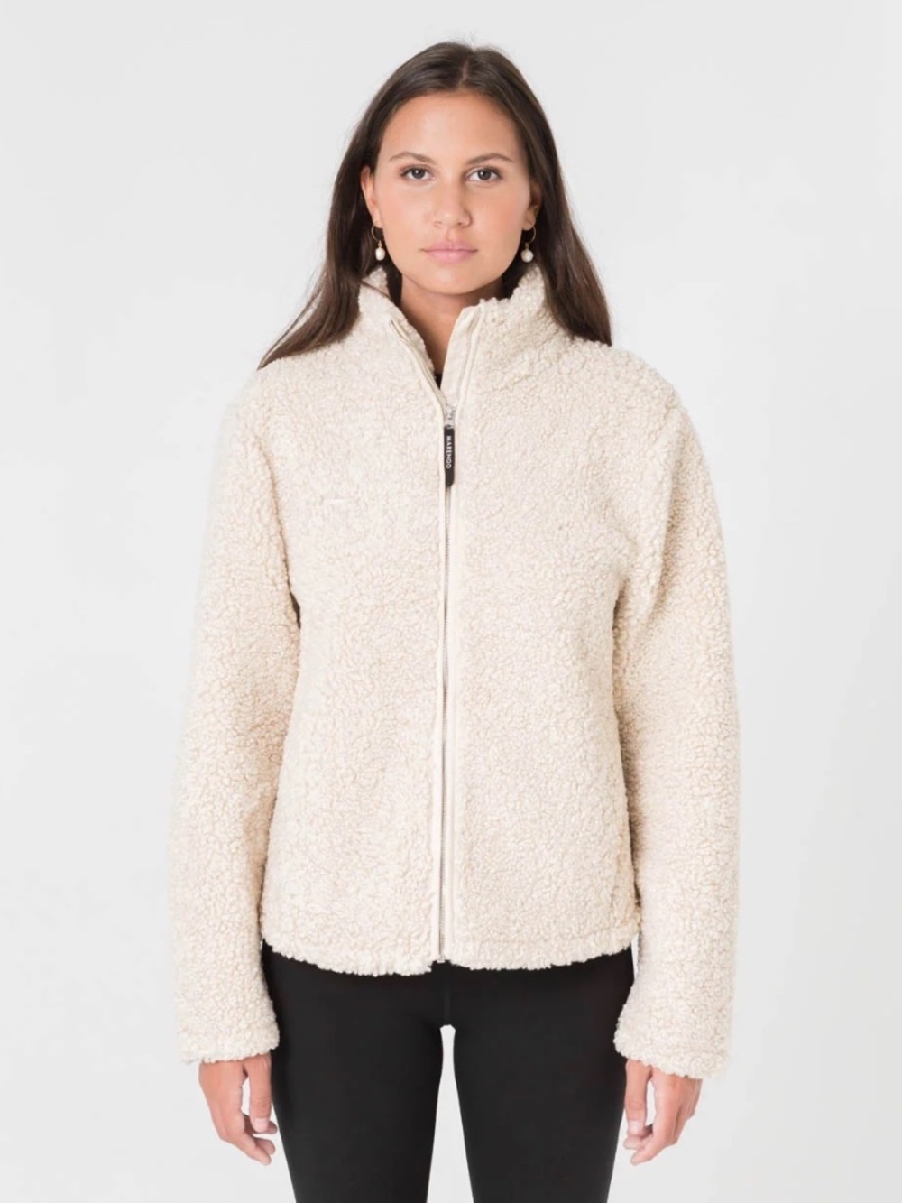 Cloudveil White Sherpa Fleece Zip-Up Jacket | Women’s Medium | Cozy Teddy Fleece